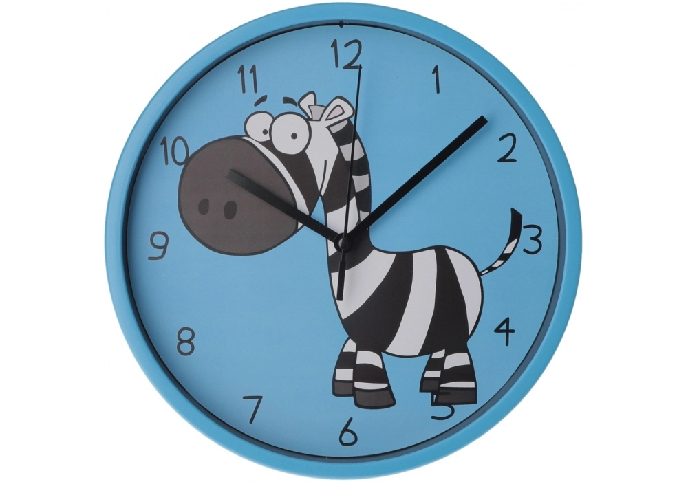 Годинник настінний пластиковий Optima LITTLE ZEBRA, блакитний — фото 2