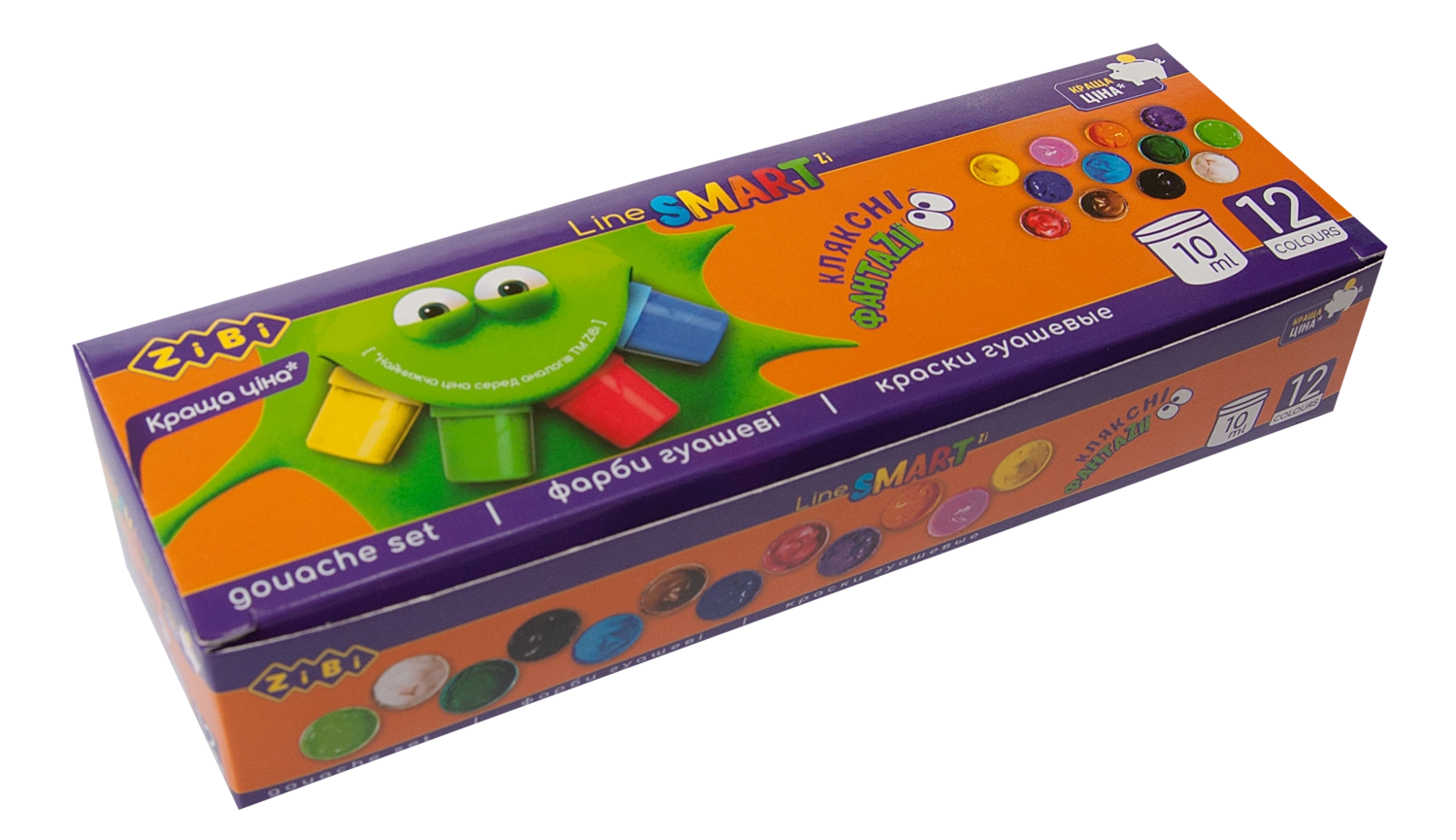Гуаш 12 кол.х 10мл. Зібі — фото 2