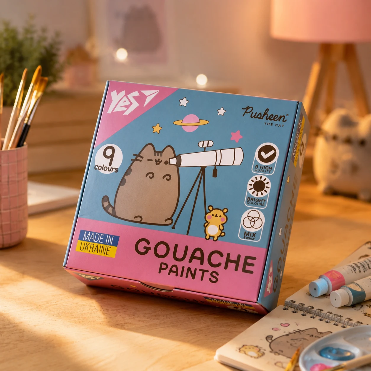 Гуаш Yes Pusheen 9 кольорів 20 мл — Малювання та ліплення