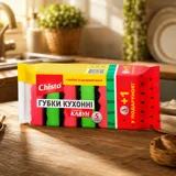 Губка для миття посуду Chisto 5+1 шт Кавун — фото 1