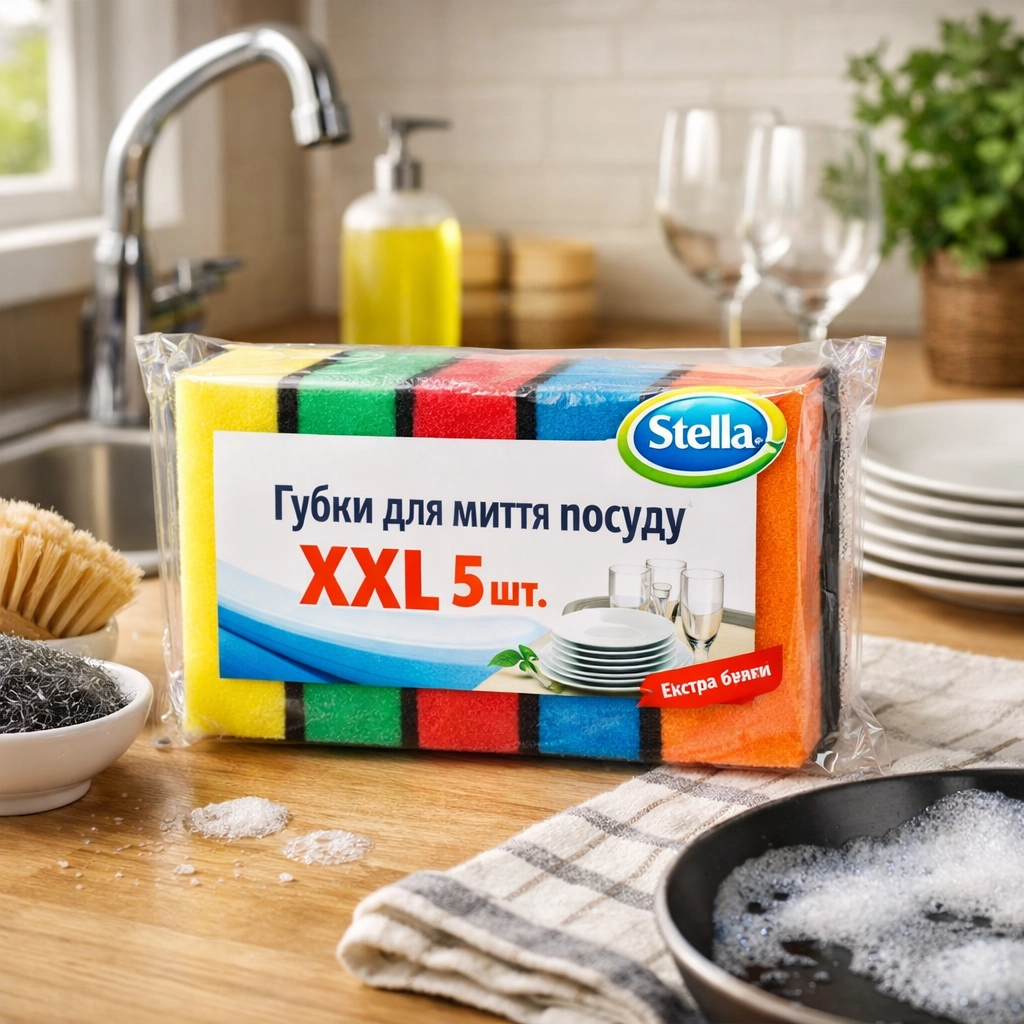 Губки для миття посуду Stella XXL 5 шт