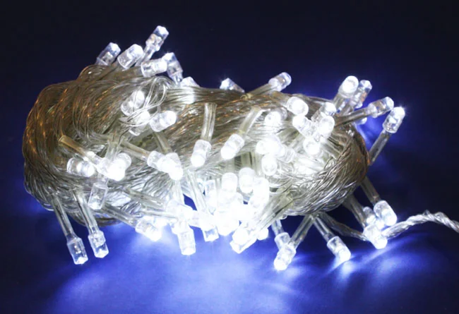 Гірлянда електрична біла холодна, на 100 led, прозорий. шнур довжиною 8 метрів