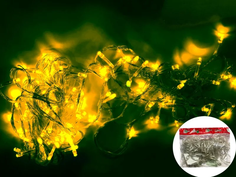 Гірлянда електрична нитка, білого теплого кольору, на 100 led, прозорий шнур довжиною 8 метрів