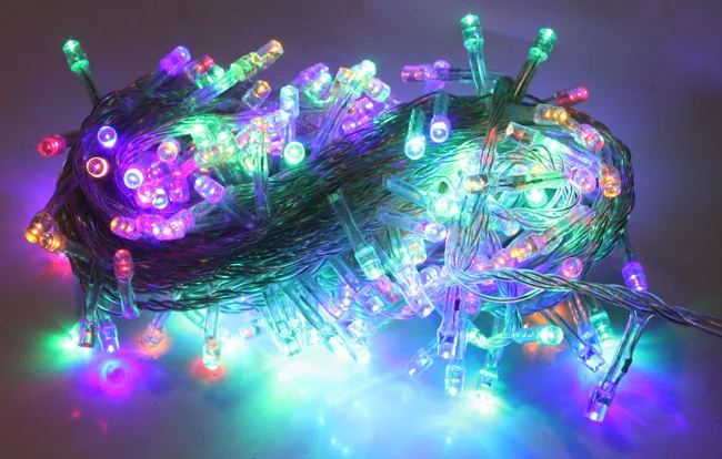 Гірлянда електрична різнобарвна на 100 led, прозорий шнур довжиною 7метрів — фото 3