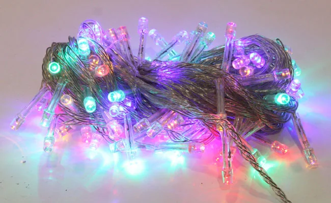 Гірлянда електрична різнобарвна на 100 led, прозорий шнур довжиною 7метрів — фото 4