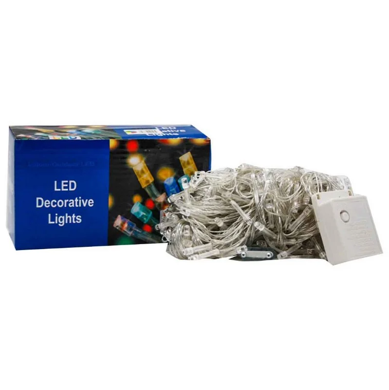 Гірлянда електрична різнобарвна на 100 led, прозорий шнур довжиною 7метрів