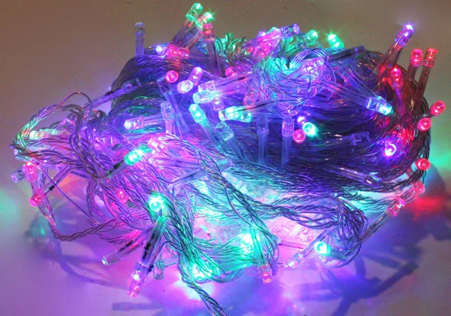 Гірлянда електрична різнобарвна, на 300 LED, прозорий шнур довжиною 16 метрів — фото 3