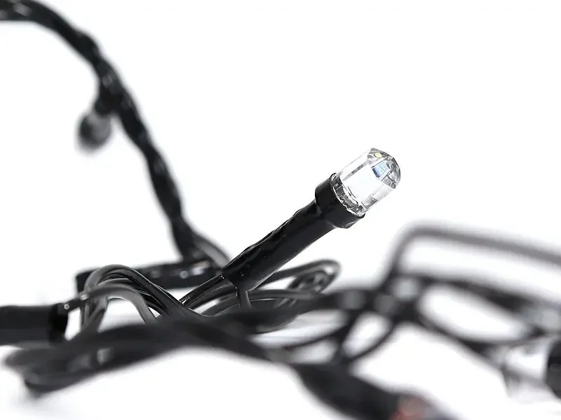Гірлянда електрична різнобарвна, нитка на 100 led, чорний шнур довжиною 8 метрів — фото 3