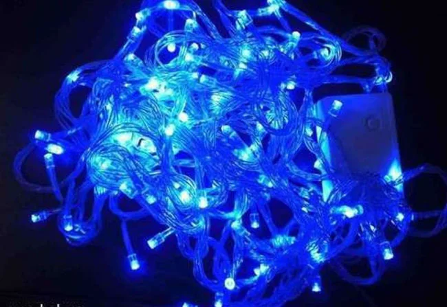 Гірлянда електрична синього кольору на 300 led, прозорий шнур довжиною 18 метрів