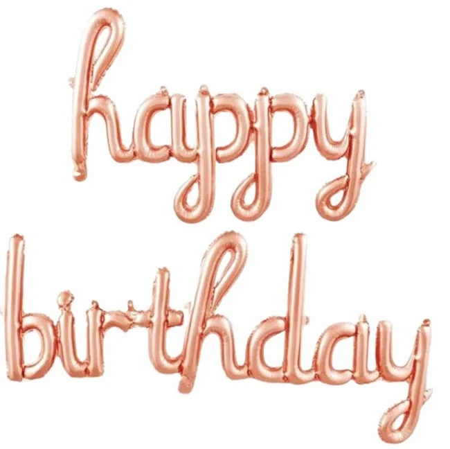 Гірлянда надувна, текст Happy (45*88см) Birthday (120*53см) рожеве золото