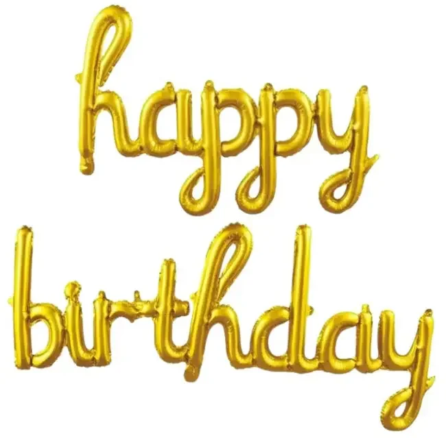 Гірлянда надувна, текст Happy (45*88см) Birthday (120*53см) золото