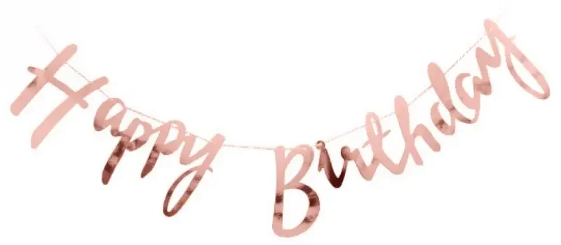 Гірлянда-розтяжка "Happy Birthday" 1,5 м розовое золото