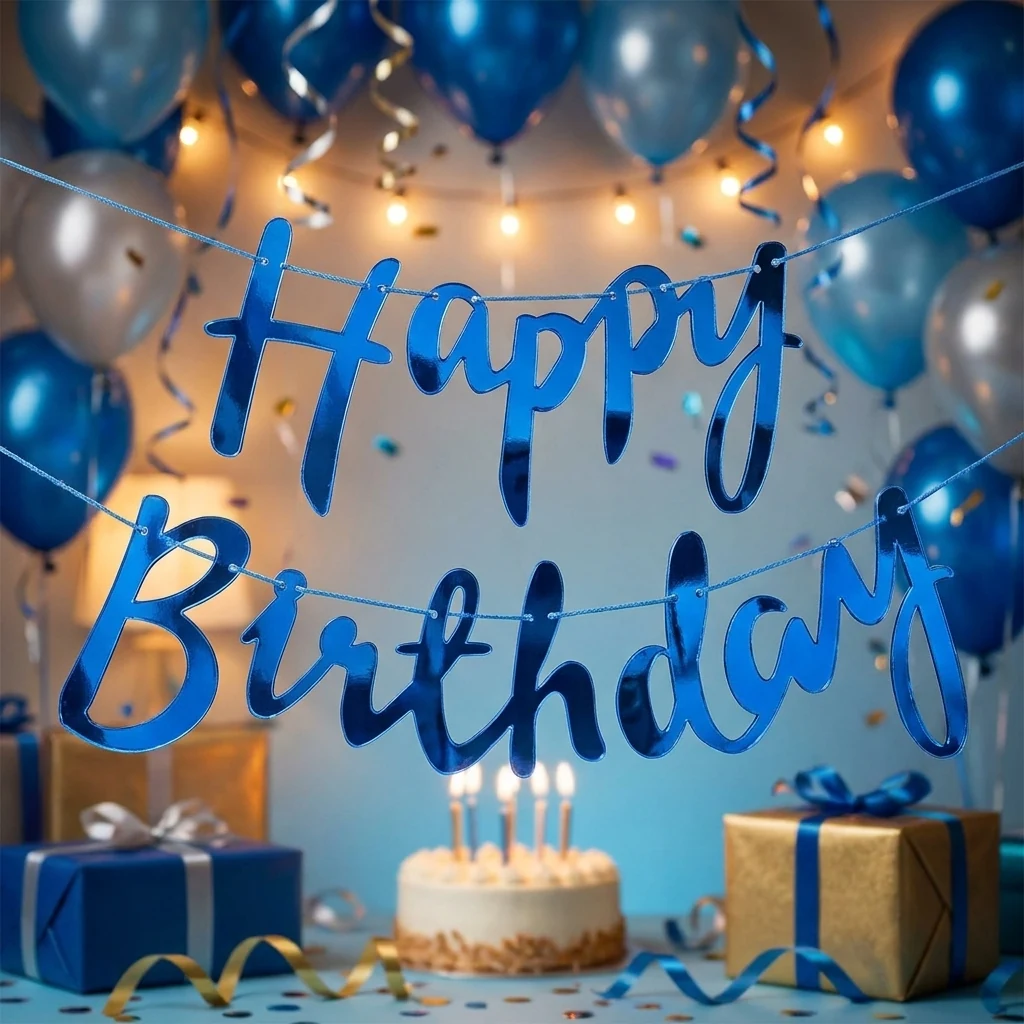 Гірлянда-розтяжка "Happy Birthday" 1,5 м синій