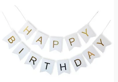 Гірлянда-розтяжка "Happy Birthday" 3 м біла
