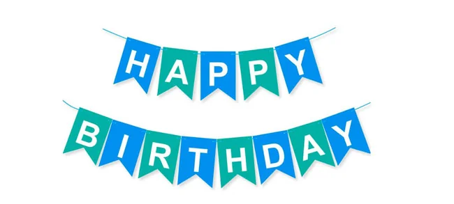 Гірлянда-розтяжка "Happy Birthday" 3 м блакитно-зелена
