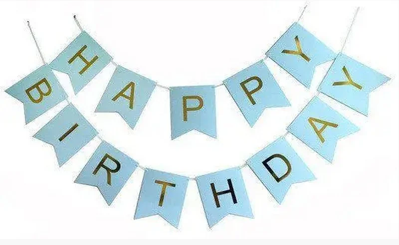 Гірлянда-розтяжка "Happy Birthday" 3 м блакитний