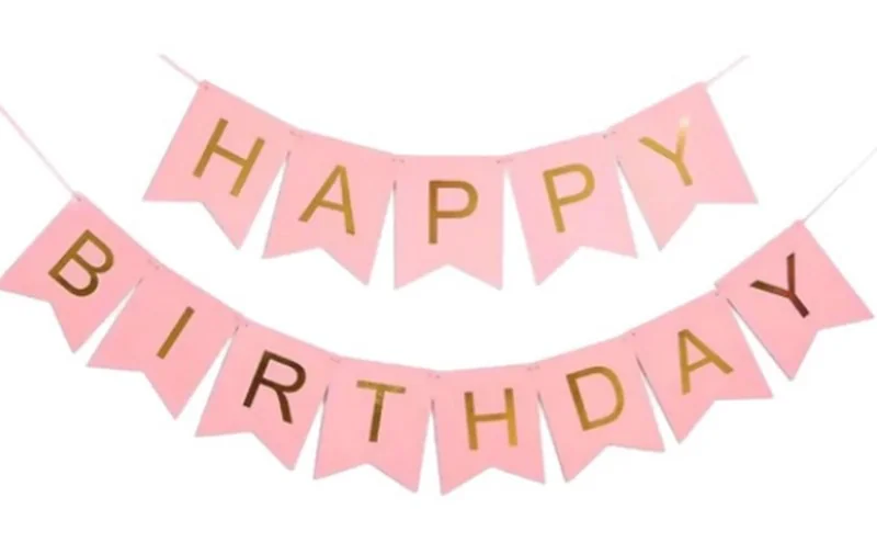 Гірлянда-розтяжка "Happy Birthday" 3 м рожева — фото 2