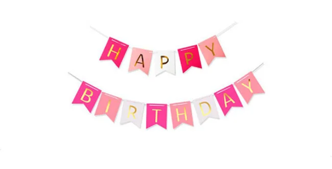 Гірлянда-розтяжка "Happy Birthday" 3 м рожево-біла