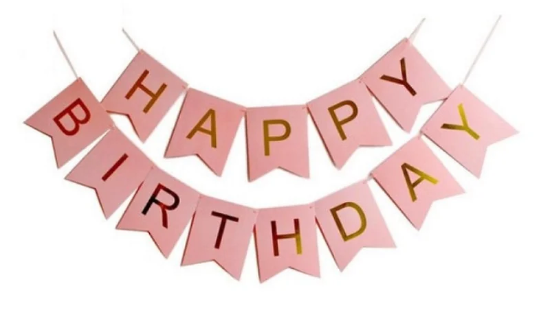 Гірлянда-розтяжка "Happy Birthday" 3 м рожевий
