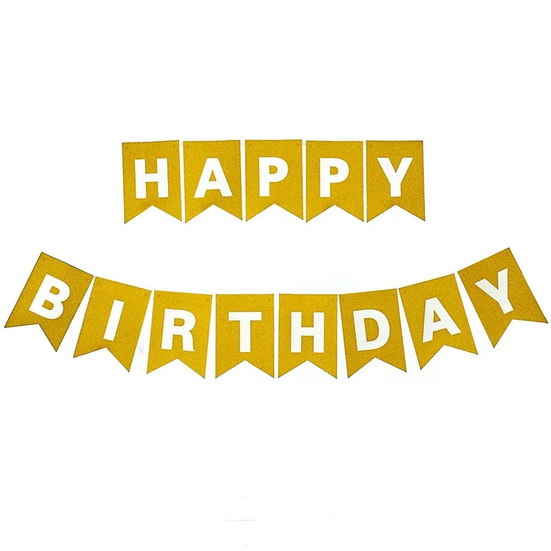 Гірлянда-розтяжка "Happy Birthday" 3 м золото