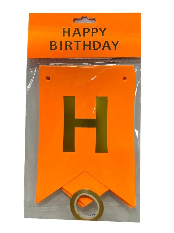 Гірлянда-розтяжка "Happy Birthday" неон помаранчевий