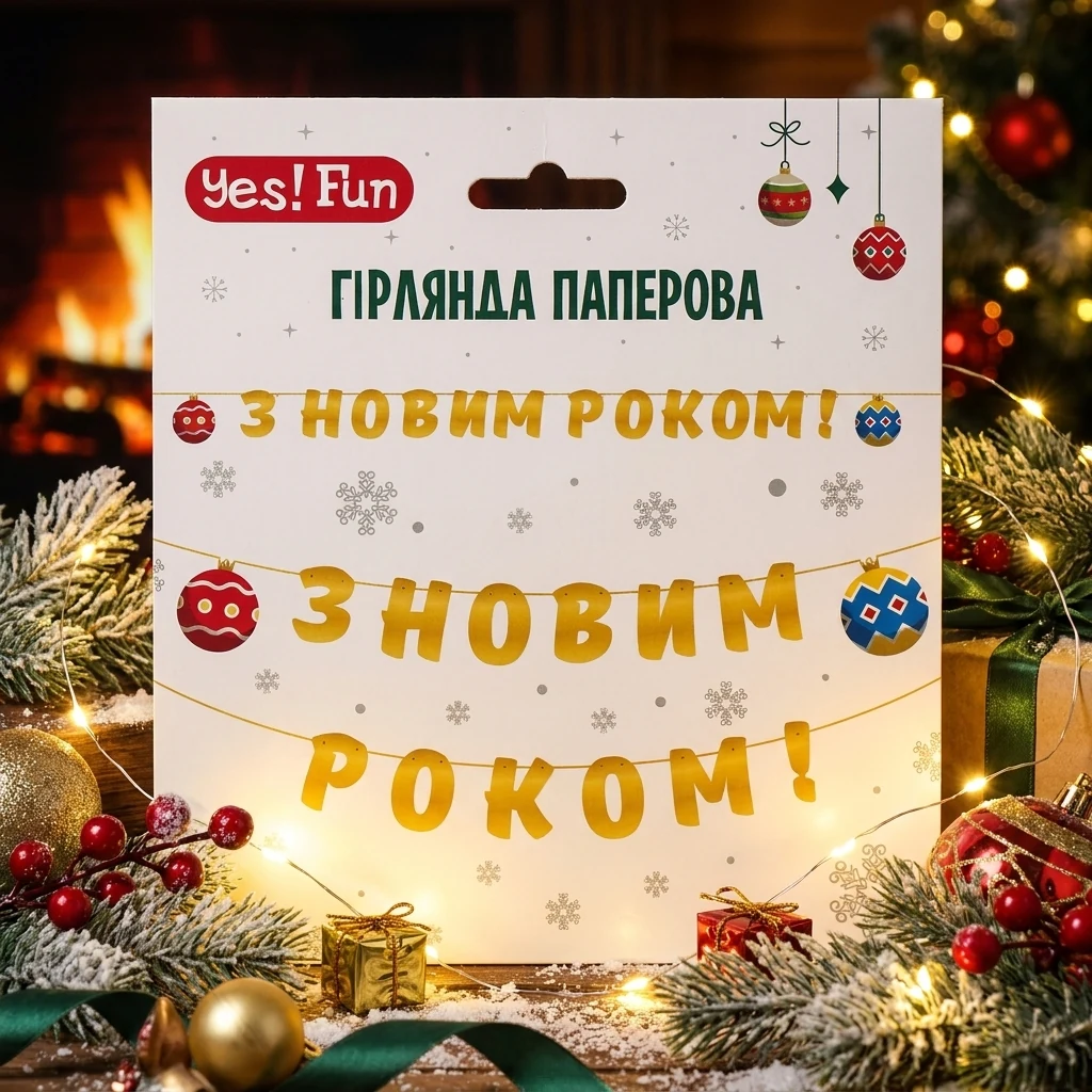Гірлянда - розтяжка картон 3 метри "З Новим Роком"