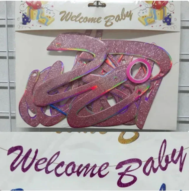 Гірлянда-розтяжка "Welcome BABY" 1,5 м рожева