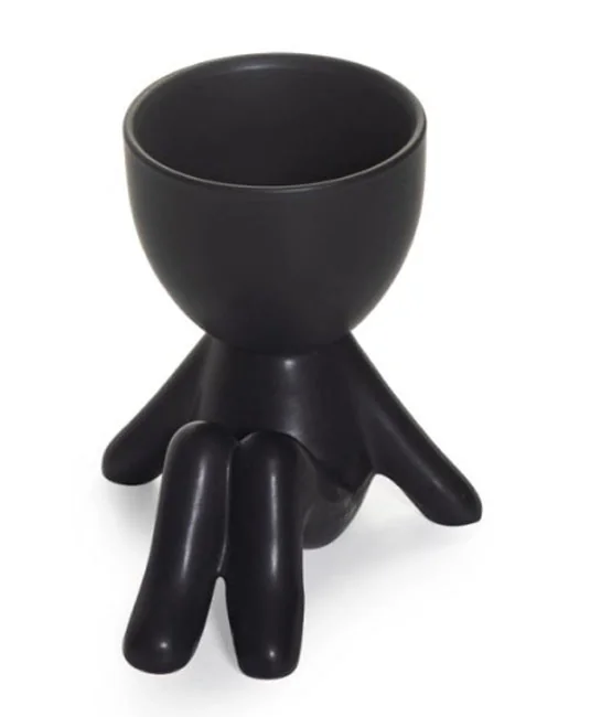 Горщик "Екочоловічок" чорний, 12*9см