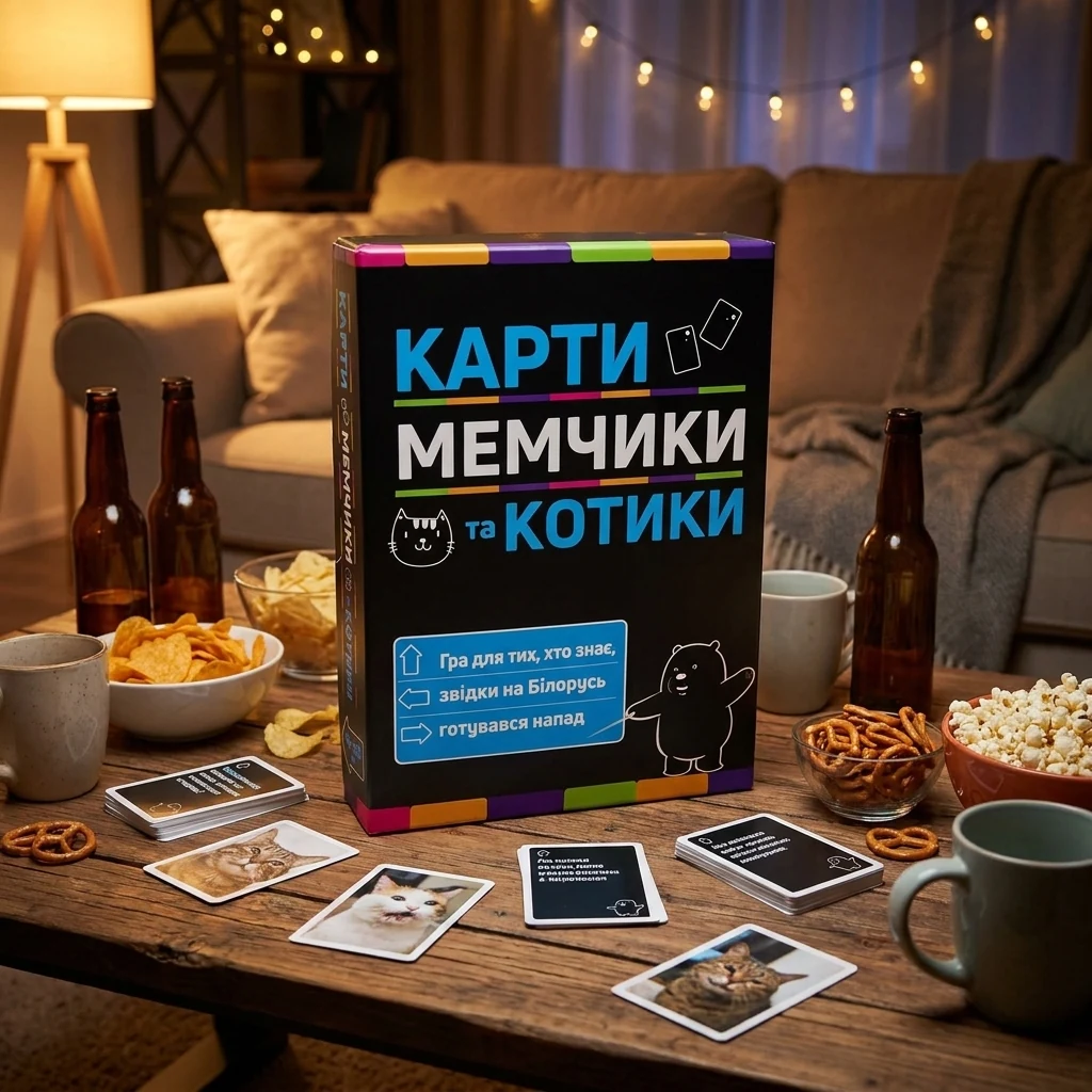 Гра настільна 16+ "Карти мемчики та котики" укр. Strateg
