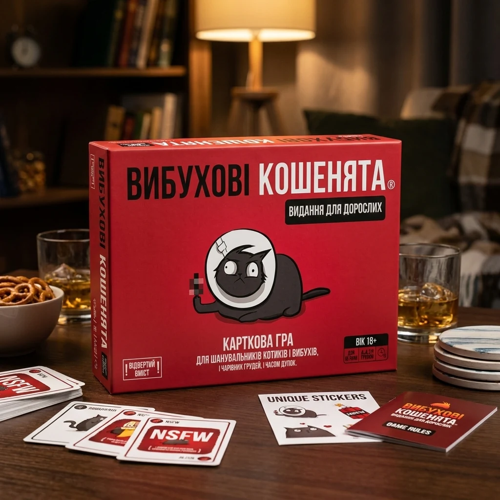 Гра настільна 18+ "Вибухові кошенята: Видання для дорослих"