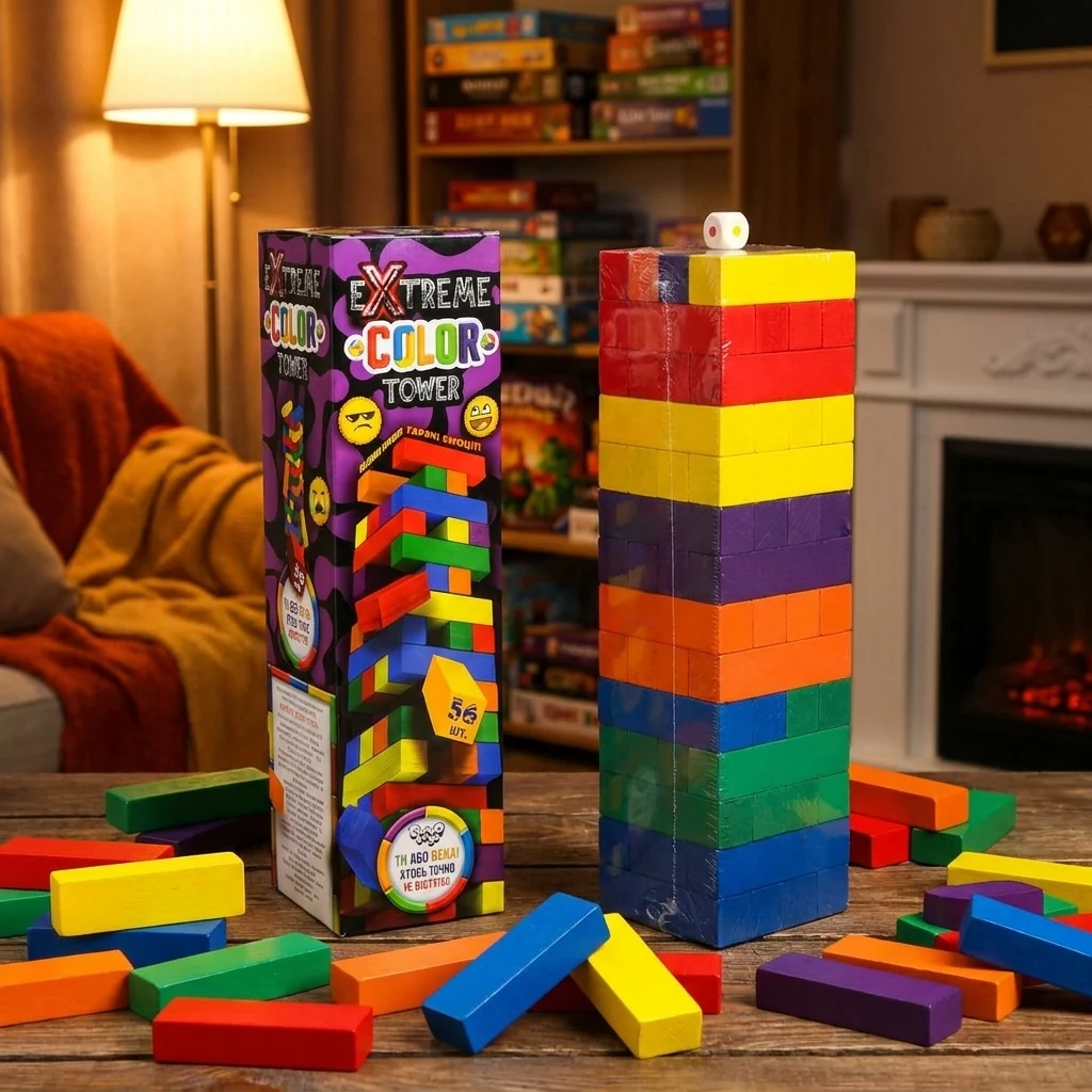 Гра настільна 6+ "Джанга"Extreme Color Tower" 56 деталей