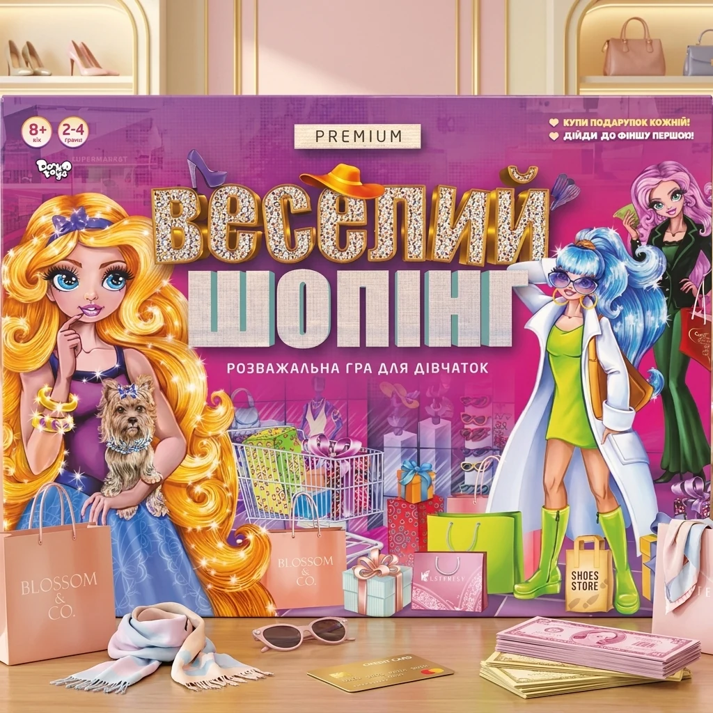Гра настільна 8+ "Веселий шопінг Premium" Danko toys