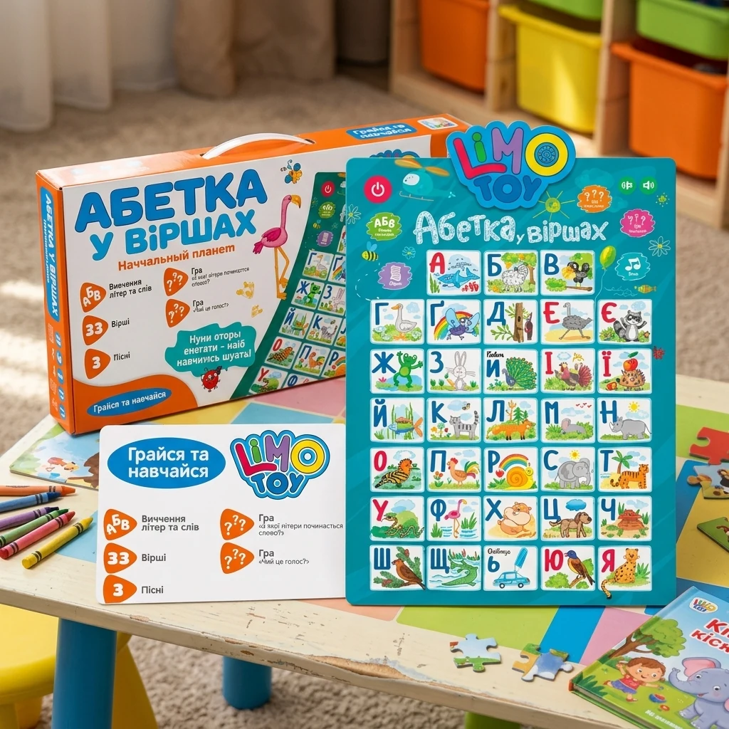 Гра плакат 41*56см навчальна, літери, вірші, пісні (українська мова)