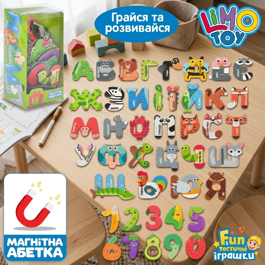Гра розвиваюча "Абетка + Цифри" на магнитах