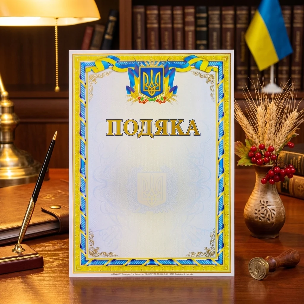 Грамота А4 (№185 Поліпринт) "Подяка"