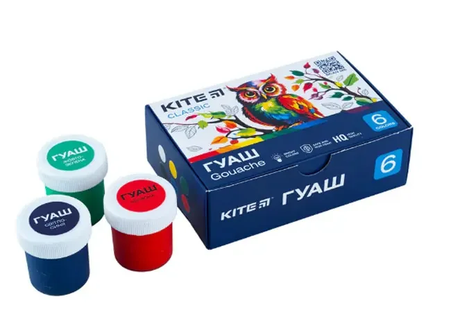 Гуаш 6 кольорів 20 мл Kite "Classic"