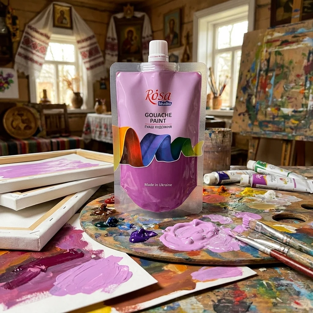 Гуаш фіолетова світла, 200 мл, Rosa Studio