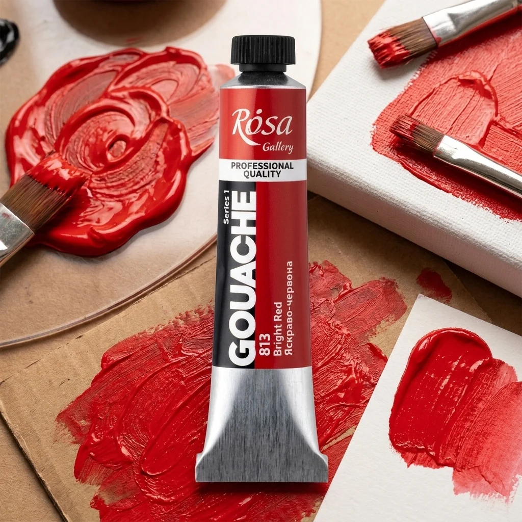 Гуаш яскраво-червона, 20 мл, туба, Rosa Gallery