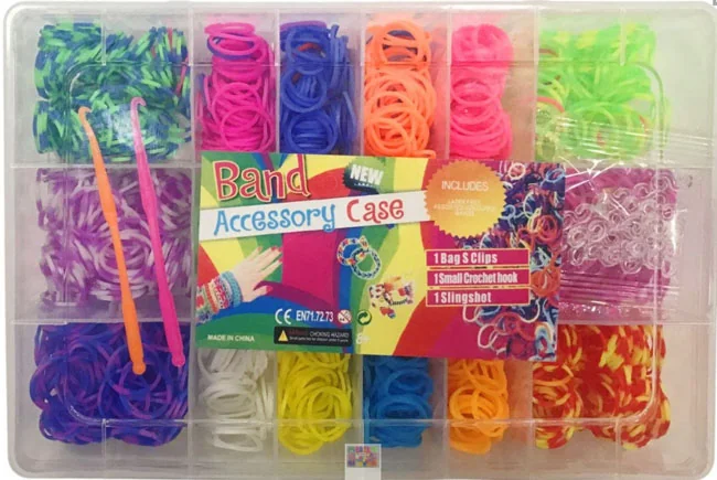 Гумочки для плетіння "Rainbow Loom" 1200 штук пластиковий бокс — фото 2