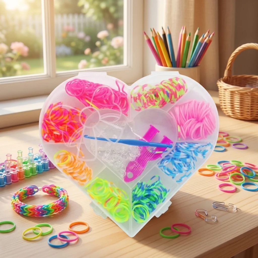 Гумочки для плетіння "Rainbow Loom "Серце" 400 штук пластиковий бокс