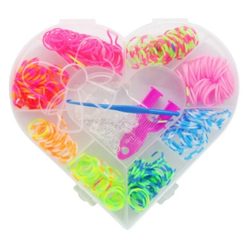 Гумочки для плетіння "Rainbow Loom "Серце" 400 штук пластиковий бокс — фото 2
