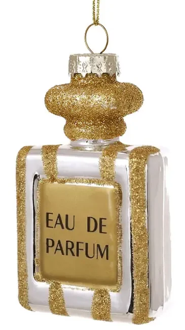 Ялинкова іграшка скло 9*5 см Parfum золото — фото 2