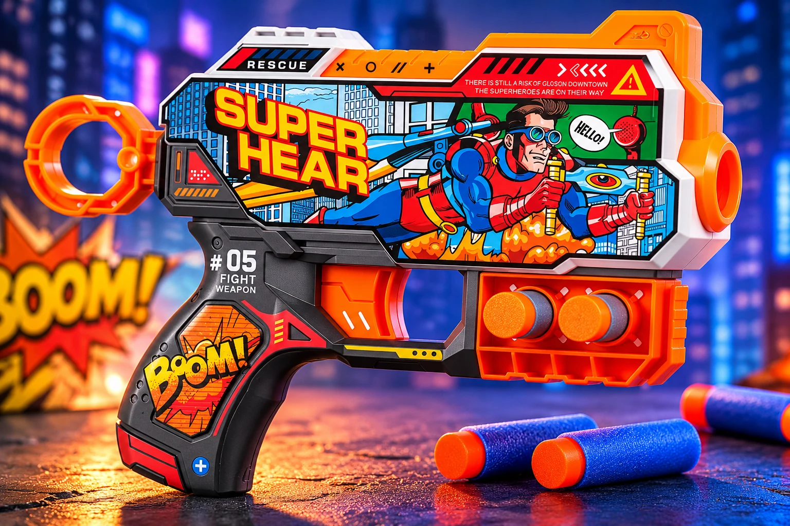 Іграшковий пістолет мех. з м`якими набоями Super Hear 20 х 13.5см — 