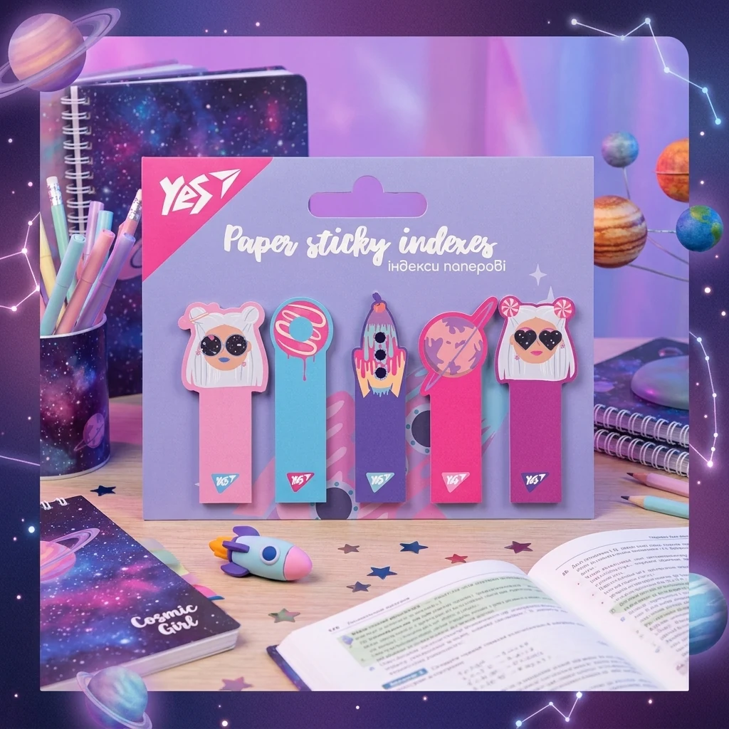 Індекси паперові YES Cosmic Girl 50x15мм 100шт 170306 — Офісний папір