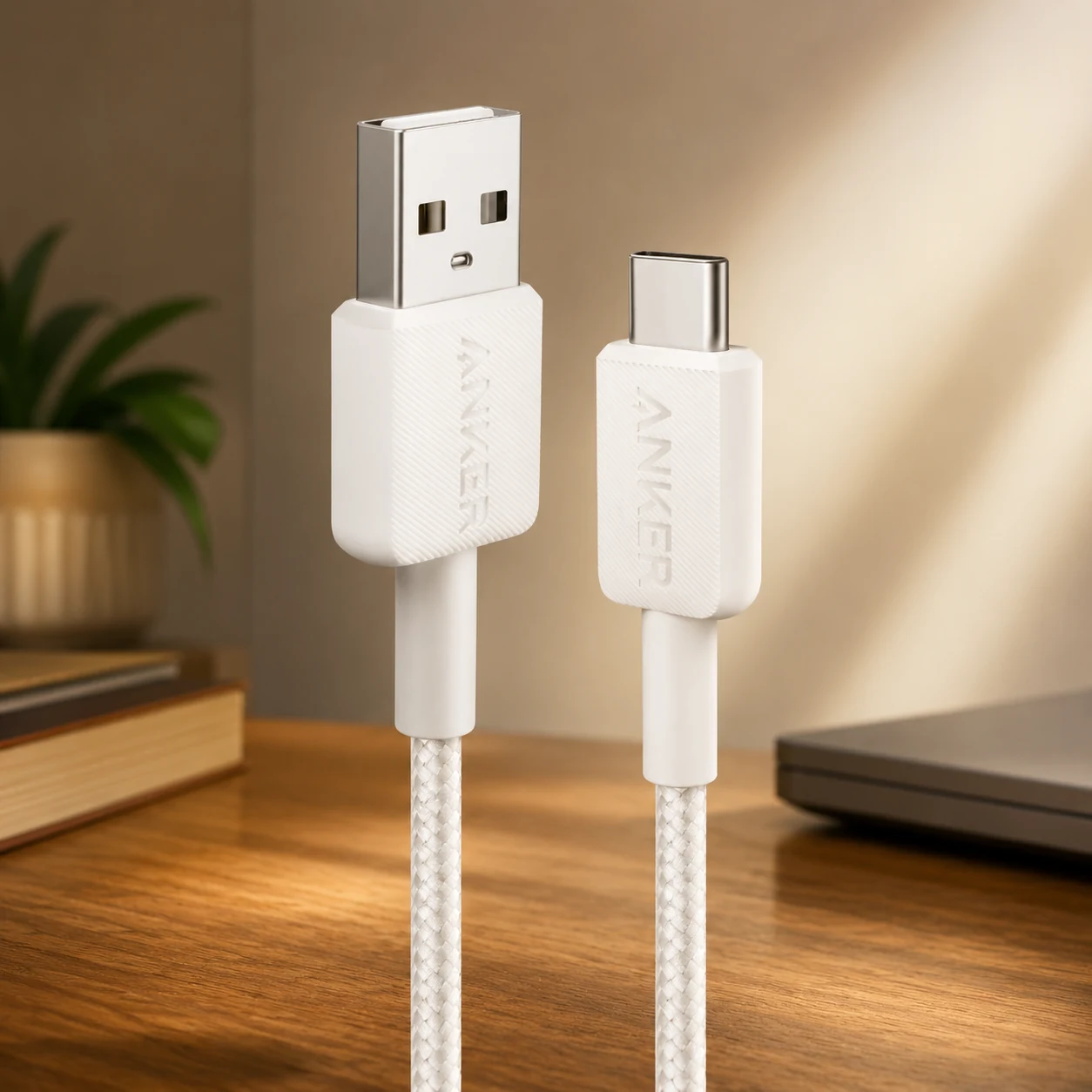 кабель ANKER 322 USB-A to USB-C - 0.9m Nylon (Білий) — Мобільна техніка
