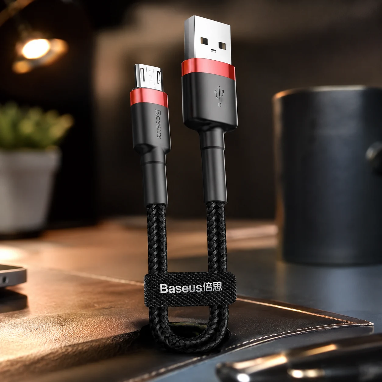 Кабель Baseus Cafule Cable USB For Micro 2.4A 1m Red+Black CAMKLF-B91 — Мобільна техніка