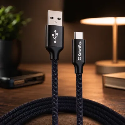Кабель Colorway USB - Type-C 2.1А 1м чорний (CW-CBUC003-BK)