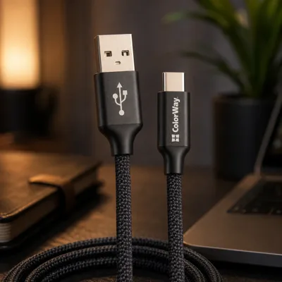 Кабель Colorway USB - Type-C 2.4А 2м чорний (CW-CBUC008-BK)