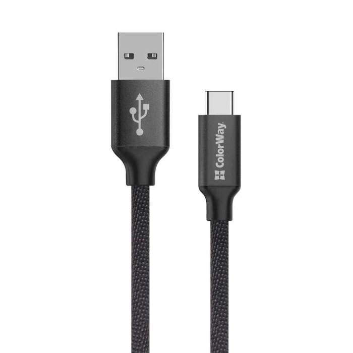 Кабель Colorway USB - Type-C 2.4А 2м чорний (CW-CBUC008-BK) — фото 2