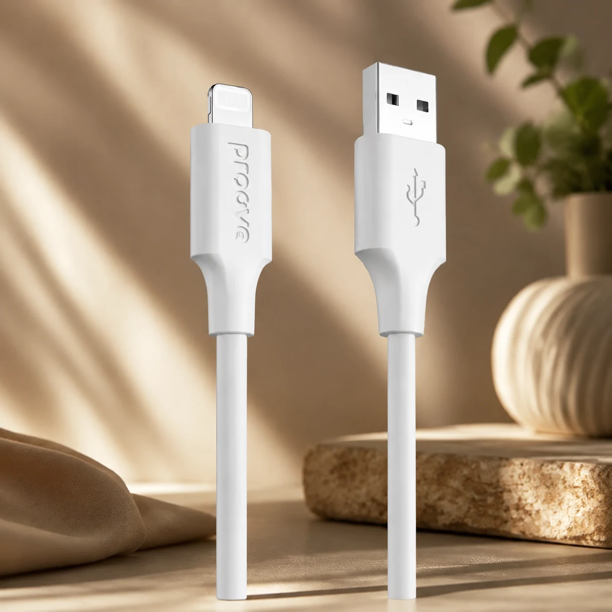 Кабель Proove Striped Silicone Lightning (1m) білий — Мобільна техніка